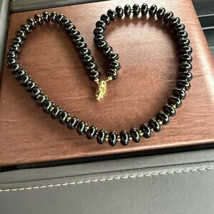 Napier Black Beaded Necklace with Gold-Tone Clasp